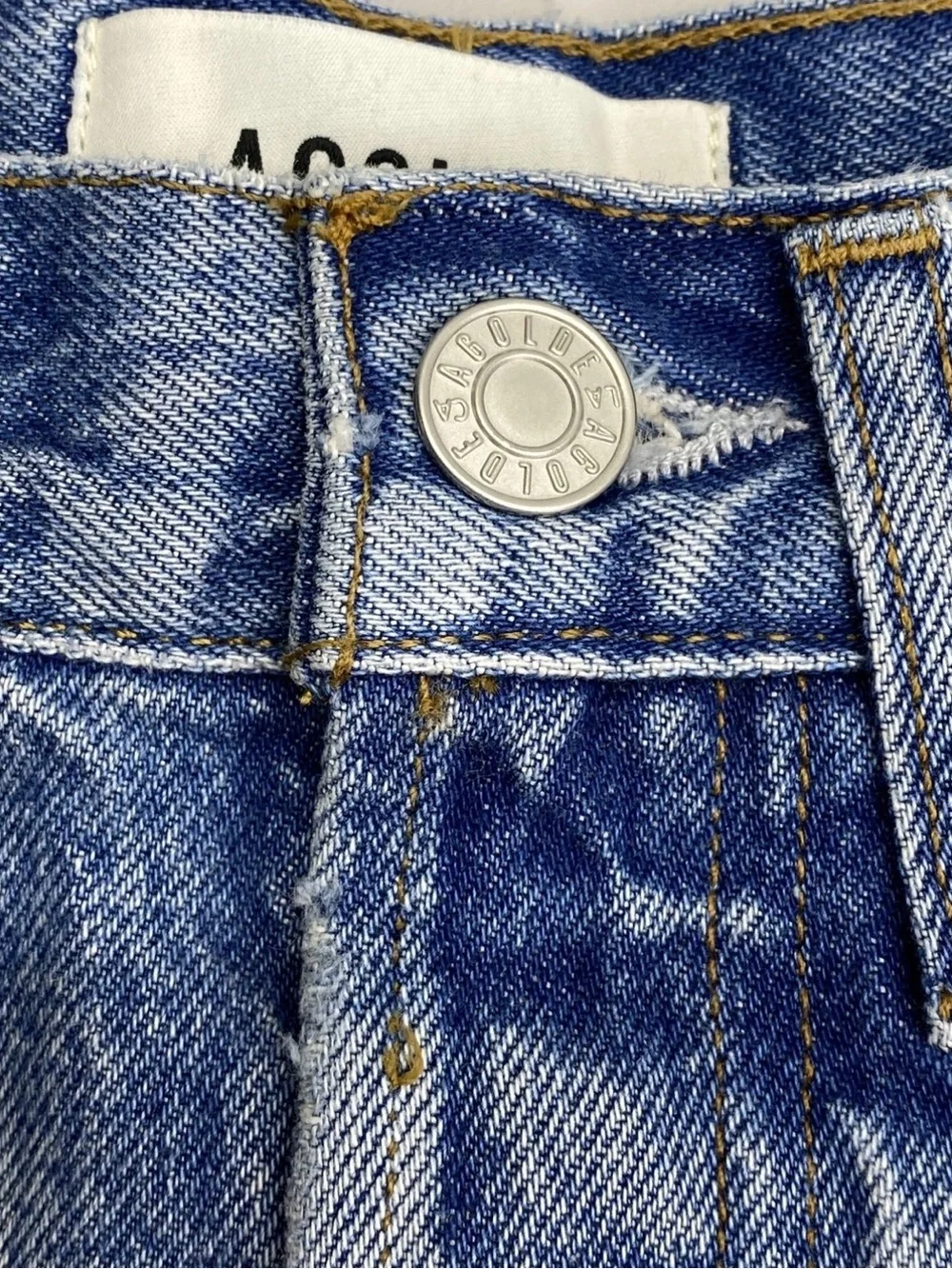 Agolde Womens Long Short Community Blue Size 27 Parker Loose Fit Vintage Fray